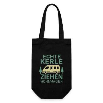 Echte Kerle Ziehen Wohnwagen - Geschenkbeutel für Flaschen - Schwarz - Vorne
