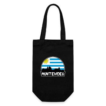 Montevideo Uruguay Flagge Skyline Silhouette Reisen - Geschenkbeutel für Flaschen - Schwarz - Vorne