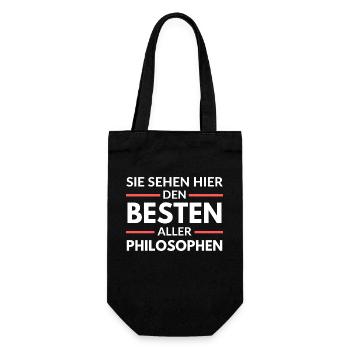Sie sehen hier den Besten aller Philosophen - Geschenkbeutel für Flaschen - Schwarz - Vorne