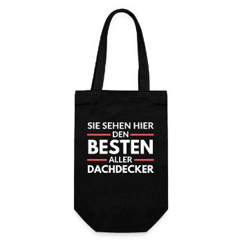 Sie sehen hier den Besten aller Dachdecker - Geschenkbeutel für Flaschen - Schwarz - Vorne
