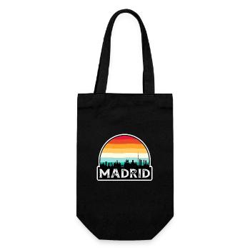 Madrid Spain Flag Skyline Travel Souvenir - Gift Bag for Bottles - black - Front