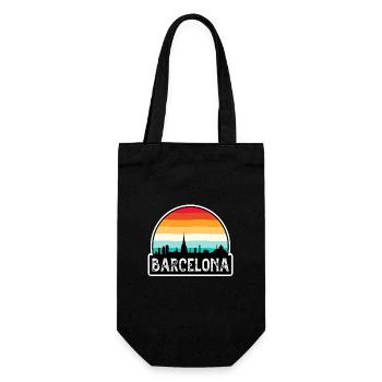 Barcelona Spain Flag Skyline Travel Souvenir - Gift Bag for Bottles - black - Front