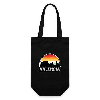 Valencia Spain Flag Skyline Travel Souvenir - Gift Bag for Bottles - black - Front