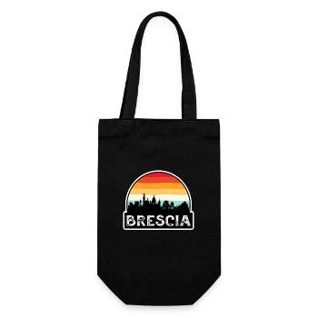 Brescia Italien Flagge Skyline Reisesouvenir - Geschenkbeutel für Flaschen - Schwarz - Vorne
