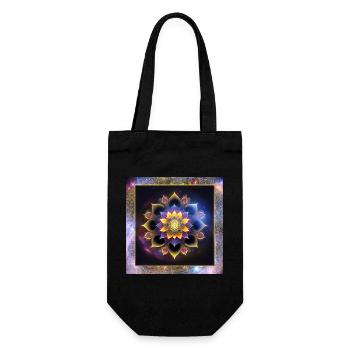 Mandala Lotusblume - Geschenkbeutel für Flaschen - Schwarz - Vorne
