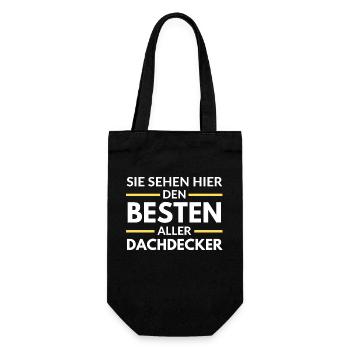 Sie sehen hier den Besten aller Dachdecker - Geschenkbeutel für Flaschen - Schwarz - Vorne