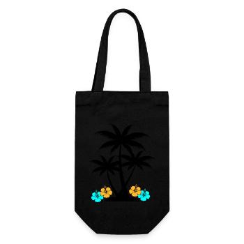 palme hibiskus - Geschenkbeutel für Flaschen - Schwarz - Vorne