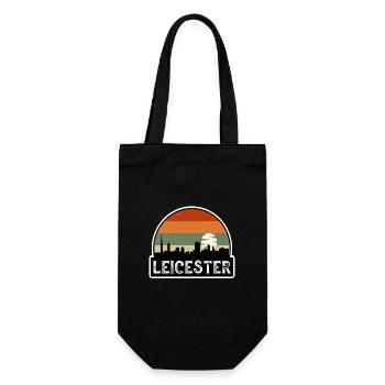 Leicester England Flag Skyline Travel Souvenir - Gift Bag for Bottles - black - Front