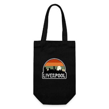 Liverpool England Flag Skyline Travel Souvenir - Gift Bag for Bottles - black - Front