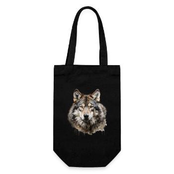 Wolf Portrait – Wild Animal Alps Design - Gift Bag for Bottles - black - Front