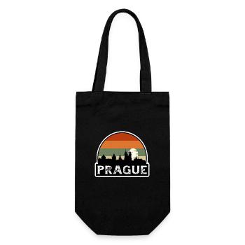 Prague Czechia Flag Skyline Travel Souvenir - Gift Bag for Bottles - black - Front