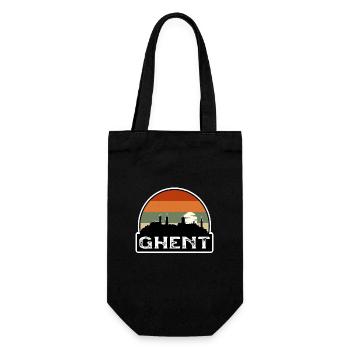 Ghent Belgium Flag Skyline Travel Souvenir - Gift Bag for Bottles - black - Front