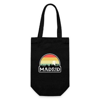 Madrid Spain Flag Skyline Travel Souvenir - Gift Bag for Bottles - black - Front