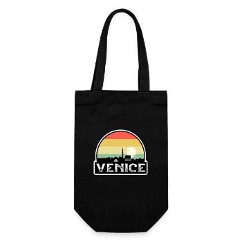 Venedig Italien Flagge Skyline Reisesouvenir - Geschenkbeutel für Flaschen - Schwarz - Vorne