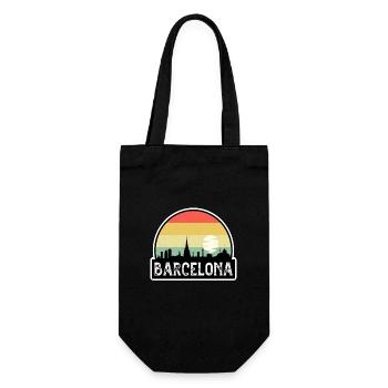 Barcelona Spain Flag Skyline Travel Souvenir - Gift Bag for Bottles - black - Front
