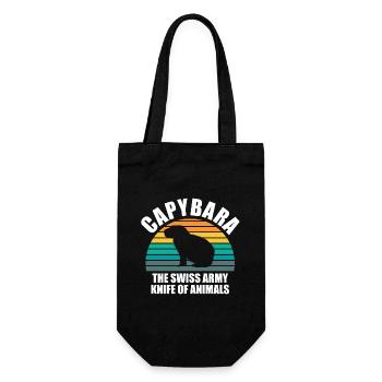 Capybara Zootier Design - Geschenkbeutel für Flaschen - Schwarz - Vorne