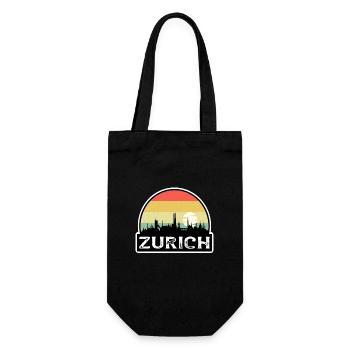 Zurich Suisse Flag Skyline Souvenir de voyage - Sac à bouteille - noir - Devant