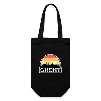 Ghent Belgium Flag Skyline Travel Souvenir - Gift Bag for Bottles - black - Front