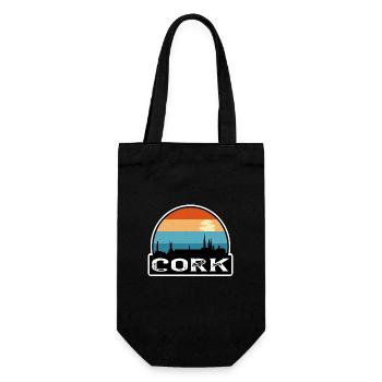 Cork Irland Flagge Skyline Reise-Souvenir - Geschenkbeutel für Flaschen - Schwarz - Vorne