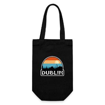 Dublin Irland Flagge Skyline Reisesouvenir - Geschenkbeutel für Flaschen - Schwarz - Vorne