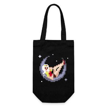 pixel pinup: girl on the moon - Geschenkbeutel für Flaschen - Schwarz - Vorne