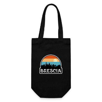 Brescia Italien Flagge Skyline Reisesouvenir - Geschenkbeutel für Flaschen - Schwarz - Vorne