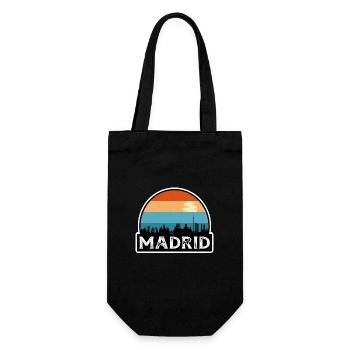 Madrid Spain Flag Skyline Travel Souvenir - Gift Bag for Bottles - black - Front