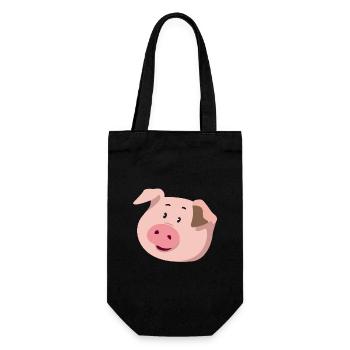 Piggy Head – Cute Animal Illustration - Gift Bag for Bottles - black - Front