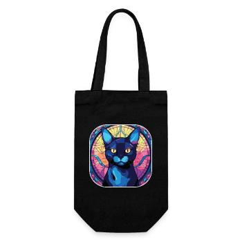Buntes Aquarellgemälde der Bombai-Katzenrasse - Geschenkbeutel für Flaschen - Schwarz - Vorne