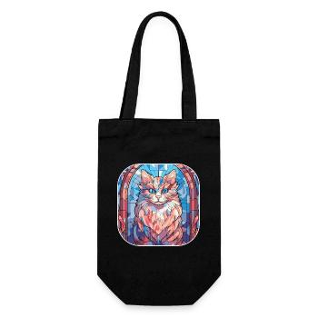 Bunte sibirische Katzenrasse Aquarellmalerei - Geschenkbeutel für Flaschen - Schwarz - Vorne