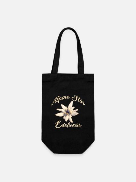Alpine Star Edelweiss – Alpenblume Design - Geschenkbeutel für Flaschen - Schwarz