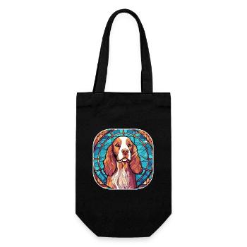 Coloré Bretagne Dog Breed Aquarelle Peinture sur verre - Sac à bouteille - noir - Devant