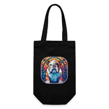 Colorful English Bulldog Dog Breed Watercolor Glas - Gift Bag for Bottles - black - Front