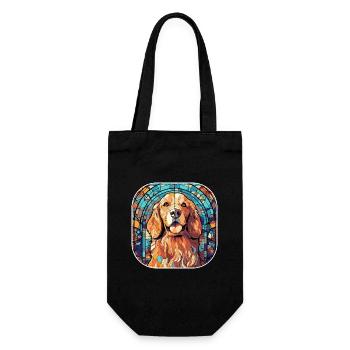 Colorful Golden Retriever Dog Breed Watercolor - Gift Bag for Bottles - black - Front