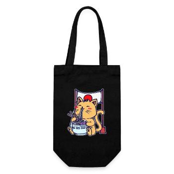 Anime Ramen Cat Japanese Mangastyle Comic Manga - Gift Bag for Bottles - black - Front