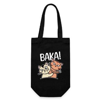 Baka Spruch Zeichentrick Katze Anime Manga Comic - Geschenkbeutel für Flaschen - Schwarz - Vorne