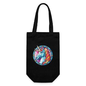 Unicorn Colorful Watercolor Animal Illustration - Gift Bag for Bottles - black - Front