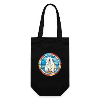 Polar Bear Colorful Watercolor Animal Illustration - Gift Bag for Bottles - black - Front