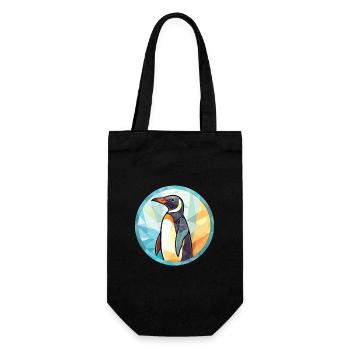 Penguin Colorful Watercolor Animal Illustration - Gift Bag for Bottles - black - Front