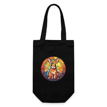 Rabbit Colorful Watercolor Animal Pet Illustration - Gift Bag for Bottles - black - Front