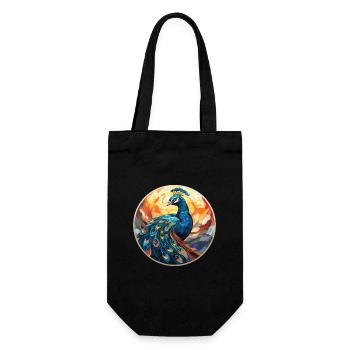 Paon Aquarelle colorée Illustration d’animaux - Sac à bouteille - noir - Devant