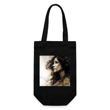 Porträt Frau 01 - Geschenkbeutel für Flaschen - Schwarz - Vorne