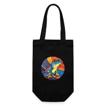 Frosch Buntes Aquarell Tier Haustier Illustration - Geschenkbeutel für Flaschen - Schwarz - Vorne
