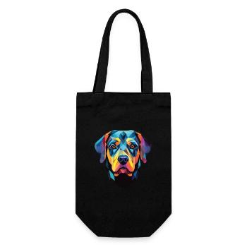 Rottweiler Hund Buntes Aquarell Tier Karikatur - Geschenkbeutel für Flaschen - Schwarz - Vorne