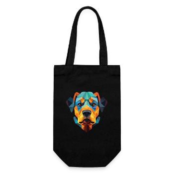 Rottweiler Hund Buntes Aquarell Tier Karikatur - Geschenkbeutel für Flaschen - Schwarz - Vorne