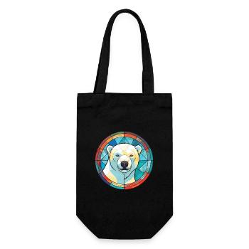 Polar Bear Colorful Watercolor Animal Illustration - Gift Bag for Bottles - black - Front