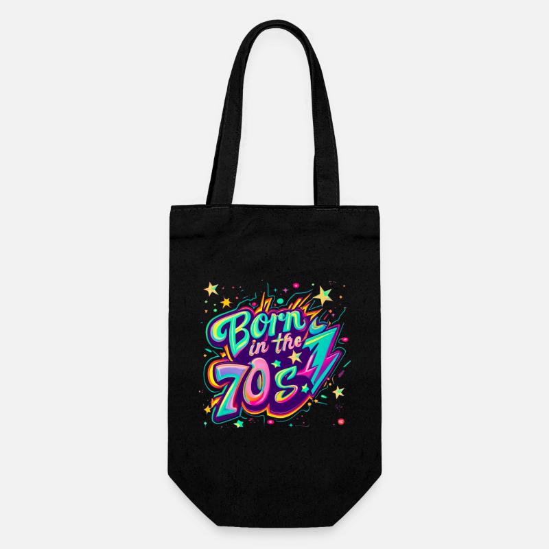 Born in the 70s - Gift Bag for Bottles - black