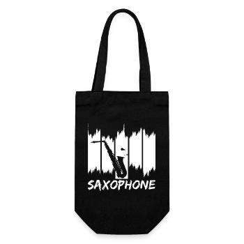 Saxophon Skizze - Geschenkbeutel für Flaschen - Schwarz - Vorne