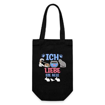 Haustiere Statement Hund Katze Maus Hase Fisch - Geschenkbeutel für Flaschen - Schwarz - Vorne