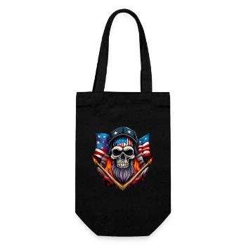 Skull with American flag - Gift Bag for Bottles - black - Front